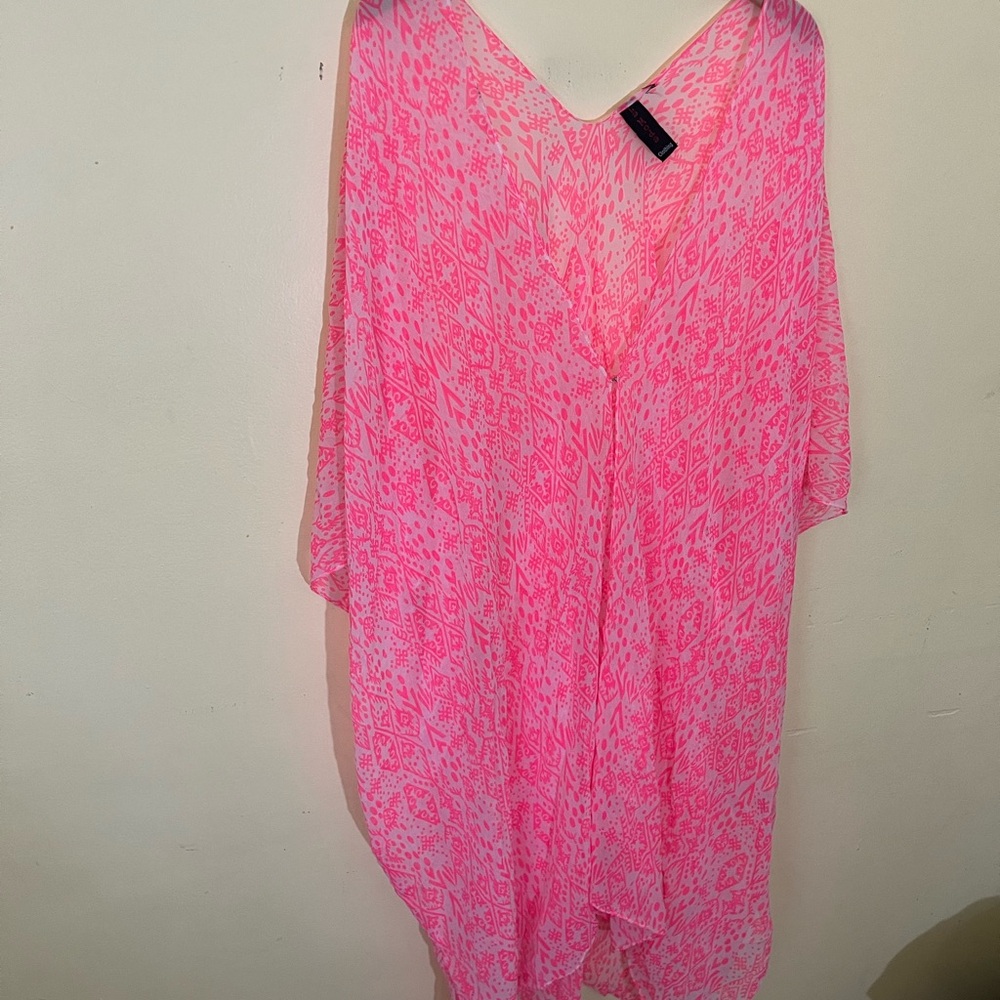 La Mode Vibrant Pink Geometric Women's Swim Cover-Up One Size